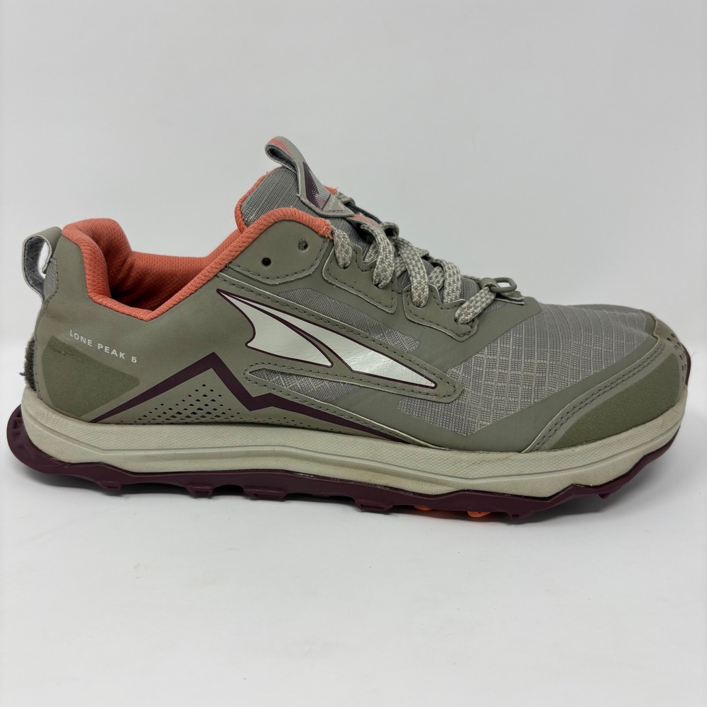 Altra Lone Peak 5 Womens Size 8 Grey Orange Athletic Running Shoes (AL0A4VR7017)